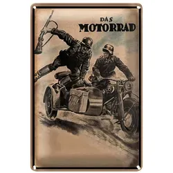 Roomando Metallschild Blechschild Retro 20x30cm das Motorrad Soldaten 20x30