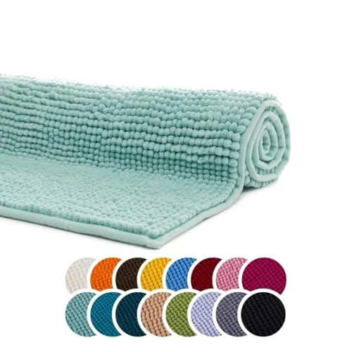 liebling Badteppich Chile, mint, 70 x 120 cm - Hochwertiger Badteppich aus 100% Polyester für ein angenehmes Fußgefühl. Waschbar bei 30 Grad und geeignet für Fußbodenheizungen. Verleihe Deinem Bad einen eleganten Look!