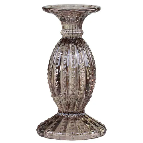 Chic Antique Kerzenhalter mit Perlkante Glas Mokka 19x10 cm