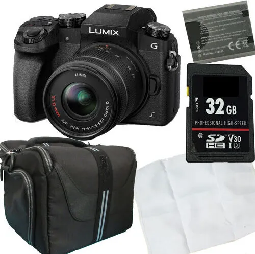 Panasonic LUMIX G DMC-G70KAEGK + 14-42 mm Set - Systemkamera mit umfangreichem Zubehör: Mikrofasertuch, 32 GB Speicherkarte, Fototasche und Ersatzakku für kreative Fotografie.