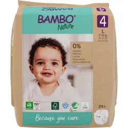 Abena Re-Seller GmbH Bambo® Nature Windeln, Größe 4, 7 - 14 kg, Umweltfreundliche Windeln für ein besonders angenehmes Trockengefühl, 1 Packung = 24 Windeln 1000021514
