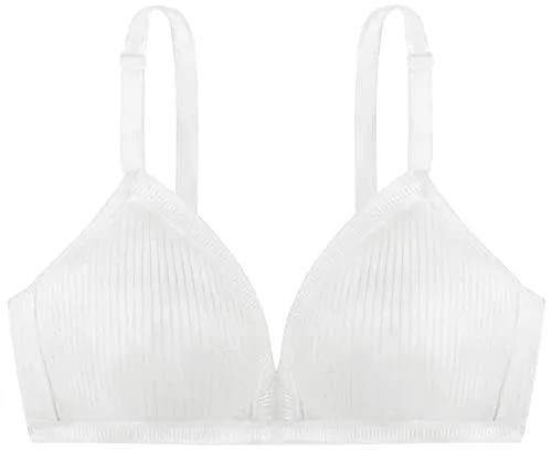 Dorina Damen Tiffany Kabelloser BH mit Volle Abdeckung – Gestreiftes Jersey-Gewebe mit Ladder-Elastikdetails und Verstellbaren Trägern, Weiß
