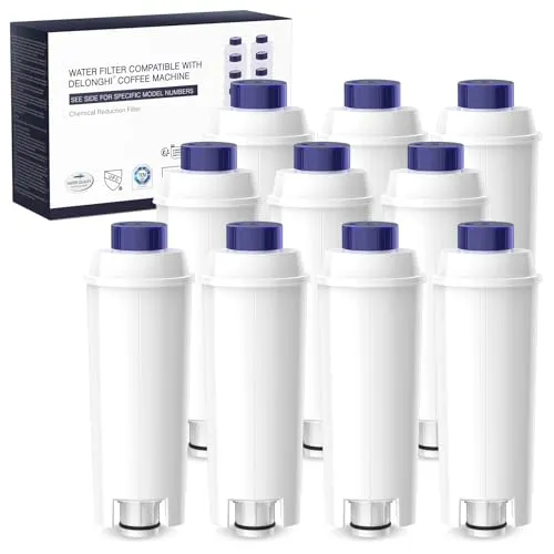 iRhodesy Wasserfilter Kompatibel mit Delonghi DLSC002, Wasserfilter Ersatzfilter Water Filter Kompatibel mit DeLonghi Kaffeemaschinen ECAM, ETAM, ESAM, BCO, EC. (10er Pack)