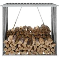 vidaXL Brennholzlager Stahl Grau - Langlebiger Kaminholzunterstand - Aschesauger und Holzlager in einem, aus verzinktem Stahl für hohe Stabilität und Langlebigkeit. Mit erhöhten Bodenleisten bleibt Ihr Feuerholz trocken und gut belüftet.