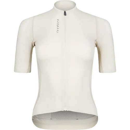 ISADORE Damen Signature Jersey Kurzarmtrikot | Peanut White M - Hochwertiges ISADORE Damen Kurzarmtrikot für Radsport. Entwickelt für intensive Fahrten, bietet es hervorragende Atmungsaktivität, Elastizität und eine perfekte Passform. Mit praktischen Rückentaschen und rutschfestem Silikonabschluss.