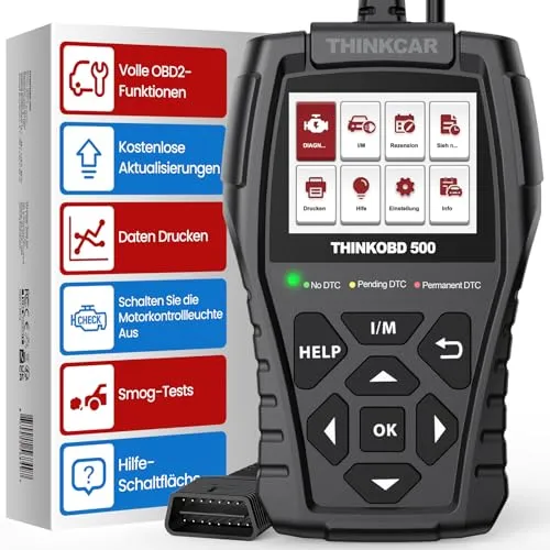 ThinkOBD500 OBD2 Diagnosegerät – Vollständige Fahrzeugdiagnose - Vollständiges OBD2 Diagnosegerät mit farbigem LCD, Live-Datenanzeige und lebenslangem Update. Unterstützt viele Fahrzeugmarken und ist benutzerfreundlich für präzise Diagnosen.