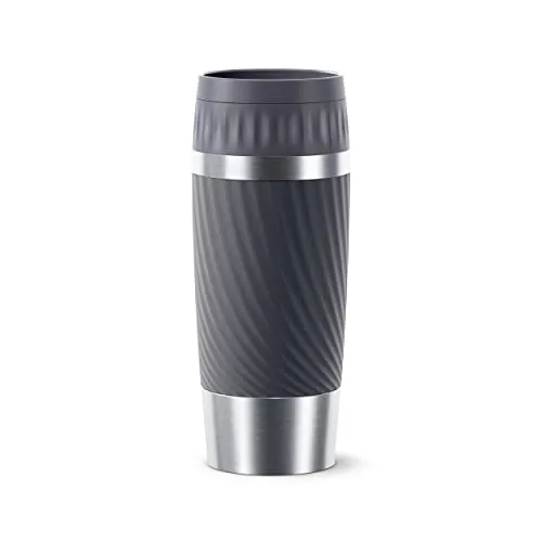 EMSA Easy Twist Travel Mug Anthrazit 360ml - Thermobehälter mit doppelwandiger Isolierung, hält Getränke bis zu 8 Stunden kühl und 4 Stunden warm, bruchfest und auslaufsicher, ideal für unterwegs.