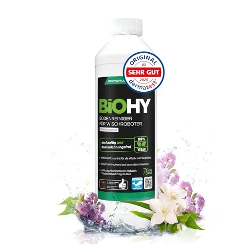 BiOHY Bodenreiniger für alle Wischroboter mit Frühlingsduft (500 ml) | Reinigungsmittel Konzentrat für alle Wisch & Saugroboter mit Nass-Funktion | Schaumarm & Streifenfrei | Für alle Böden