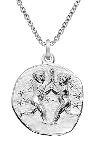 trendor Sternzeichen Zwillinge Halskette 925 Silber - Elegante Kette mit 20 mm Zwillings-Anhänger aus 925 Silber, ideal als Geschenk oder zur Selbsttrage. Zeitloser Silberschmuck, anlaufgeschützt und in Geschenk-Box geliefert.