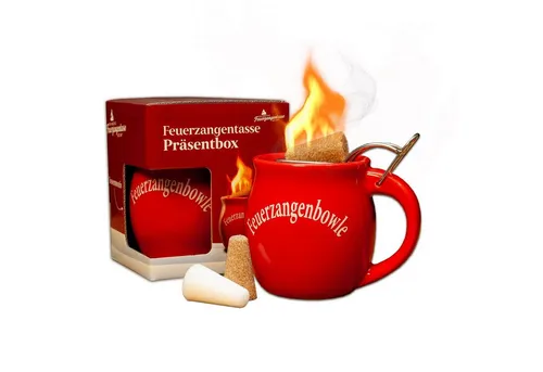 Feuerzangentasse 1er-Set - Genießen Sie heiße Cocktails - Bowle Set mit hitzebeständiger Keramik und integrierter Edelstahl-Feuerzange für ein faszinierendes Flammenspiel. Ideal für Winterabende und festliche Anlässe.