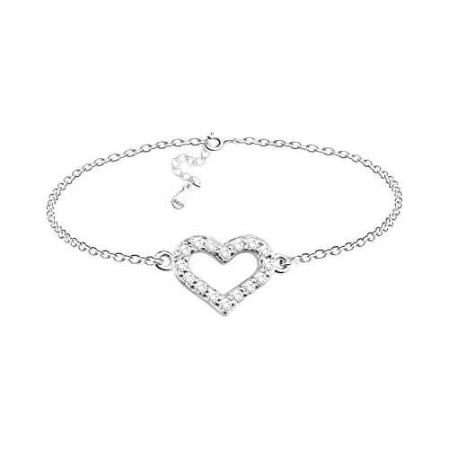 Sofia Milani - Damen Armband 925 Silber - mit Zirkonia Steinen - Herz Anhänger - 30086