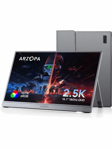 Arzopa Z3FC 16" QHD Monitor - 2560x1440 - 180Hz IPS - Portabler 16" Monitor mit 2560x1440 QHD Auflösung und 180Hz, ideal für flüssiges Gaming und vielseitige Nutzung. Leicht und reisefreundlich, perfekt für unterwegs.