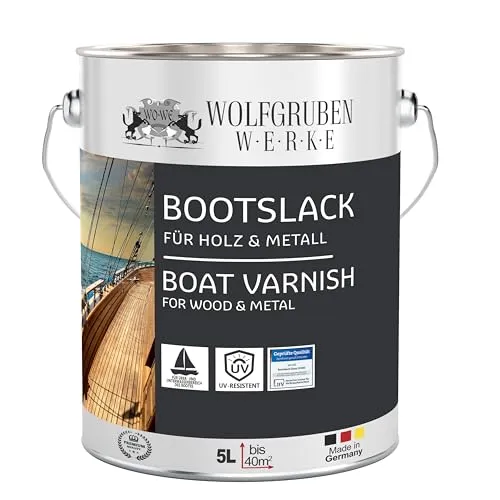 Bootslack Parkettlack Schiffslack Holzlack 5L - Tannengrün Seidenglänzend - Malereibedarf für Boote – Hochwertiger, witterungsbeständiger 1K Bootslack mit seidenglänzendem Finish, ideal für Holzoberflächen und DIY-Projekte.