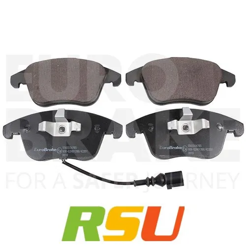 EUROBRAKE Bremsbeläge Satz Vorderachse für Audi Q3, Seat Alhambra, VW - Hochwertige Bremsbeläge für Vorderachse, inklusive Anti-Quietsch-Blech und integriertem Verschleißwarnkontakt. Ideal für sichere Bremsleistung und optimalen Fahrkomfort.