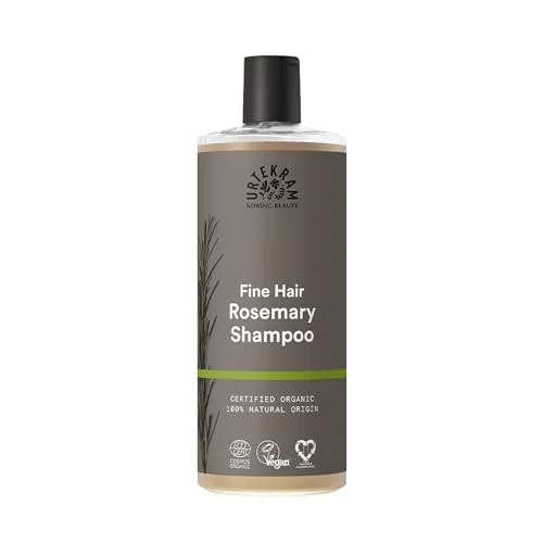 URTEKRAM Rosmarin Shampoo 500 ml - Naturkosmetik Shampoo für feines Haar mit Rosmarin, Aloe Vera und Glyzerin. BIO-zertifiziert, ohne Silikone und Parabene – für gesunde, gepflegte Haare.