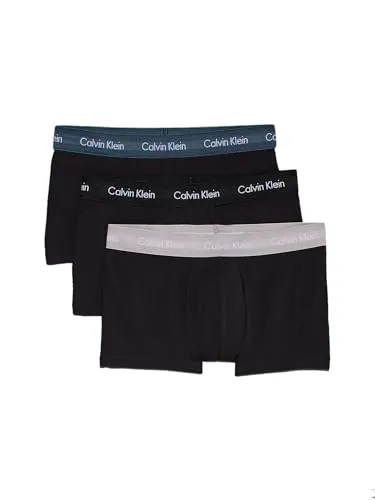 Calvin Klein Herren-Unterhose, niedrig, 3 Stück, B- BLK, Hemisphere BL, ASH WBS, S