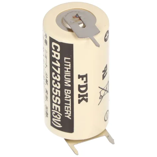 CR17335SE Lithium Batterie mit 3er Print Anschlüssen, 1er Print auf +Pol, 2er Pr