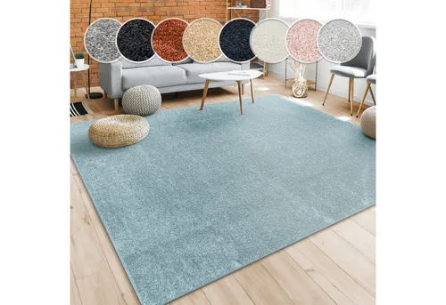 Paco Home Teppich Porto 890, rechteckig, Höhe: 13 mm, Kurzflor, Uni-Farben, ideal im Wohnzimmer & Schlafzimmer