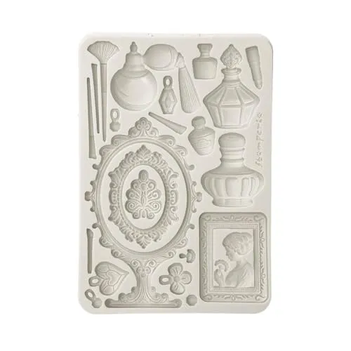 Stamperia - Silicon Mould A5 for Scrapbooking, Bullet Journals and More, Non-Stick Surface, Suitable for Air-Dry Clay, Resin and More, Perfect for Crafts and Gifting (Masquerade, Beauty Accessories)