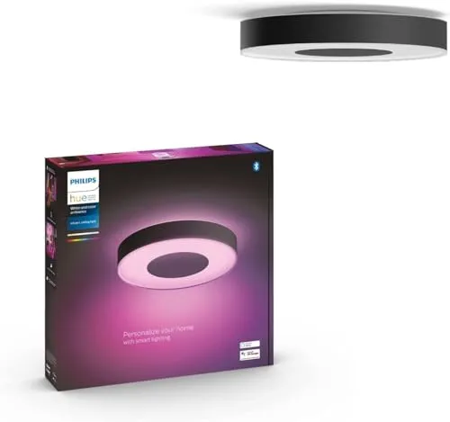 Hue Infuse Large Ceiling Plafond Light - Schwarz, große Deckenlampe für stimmungsvolles Licht in Wohnzimmern, dimmbar über Hue-App und Schalter