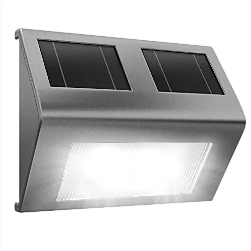 DEUBA® Solarlampe für Außen Garten - Edelstahl Wandleuchte mit Dämmerungssensor - Gestalte deinen Außenbereich stilvoll mit der DEUBA® Solarlampe! Diese hochwertige Edelstahl-Wandleuchte ist wasserdicht und schaltet sich automatisch bei Dunkelheit ein. Ideal für eine kreative und kabellose Beleuchtung im Garten.