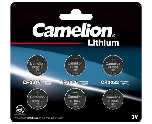 camelion 6-tlg Lithium Knopfzellen Set - 2x CR2016 / 2x CR2025 / 2x CR2032 3V