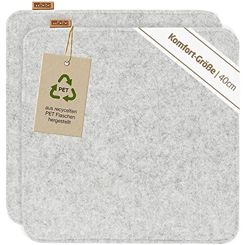 Miqio Design Sitzkissen Rechteckig aus Filz mit Antirutschnoppen – 2er-Set - Nachhaltige Sitzauflage aus recycelten PET-Flaschen, rutschfest mit Anti-Rutsch-Noppen für optimalen Sitzkomfort – ideal für Stühle und Bänke.