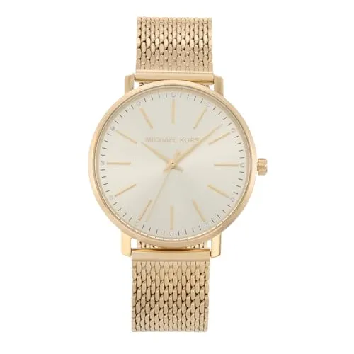 Michael Kors Damen Analog Quarz Uhr MK4339 - 38 mm Edelstahlgehäuse, elegantes goldenes Zifferblatt und stilvolles Design für jeden Anlass