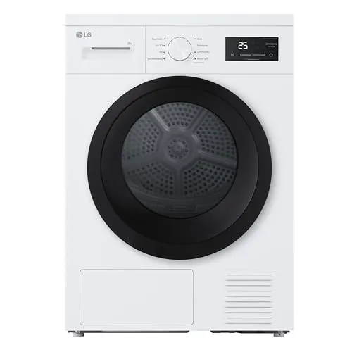 LG RT80B2 8kg Wärmepumpentrockner - Trockner mit 8 kg Kapazität, energieeffizienter EEK D, Restzeitanzeige und Kindersicherung für sicheres Trocknen Ihrer Wäsche.