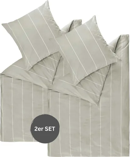 Esprit Bettwäsche HARPLINES Renforcé 2-teilig, grau, 135x200 cm - Luxuriöses Bettwäsche-Set aus 100% Baumwolle, nachhaltig produziert und mit modernem Längsstreifendesign. Waschbar bei 60°C, ideal für hohen Schlafkomfort.