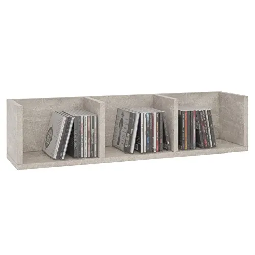 CARO-Möbel CD-Regal STARS - CD-Regal in modernem Design mit 3 Ablagefächern, ideal für CDs, DVDs und Deko, perfekt für kleine Räume (75 x 18 x 18 cm)