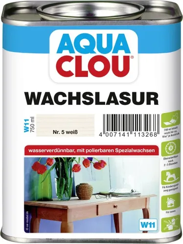 Aqua Clou Wachslasur 750 ml in Weiß - Holzwachse für einen natürlichen Look, wasserabweisend und ideal für den Innen- und Außeneinsatz.