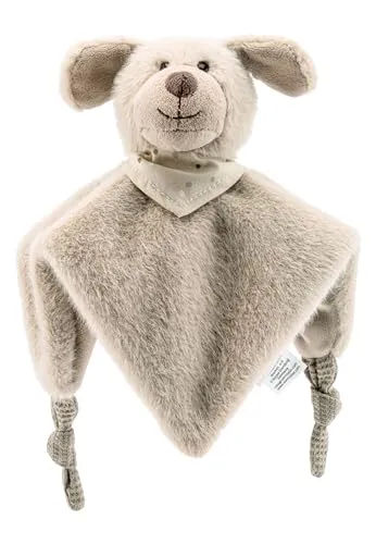 Sterntaler Schmusetuch S HUND Lucky - Baby Kuscheltuch aus weichem Synthetischen Flausch - Baby und Kinder Schnuffeltuch mit Rassel für zu Hause & Unterwegs, Graubeige, 21 cm