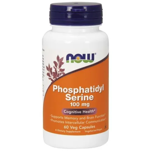 NOW Foods Phosphatidylserin 100 mg - 60 Kapseln - Nahrungsergänzungsmittel mit 100 mg Phosphatidylserin pro Kapsel, unterstützt die neuronale Gesundheit und ist ideal für Veganer, gluten- und allergenfrei.