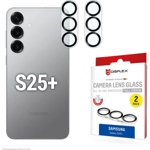 Displex Full Cover Camera Lens Glass, Kamera Schutzglas, Platte, Doppelpack (2 Stk., Samsung Galaxy S25+) (02118)