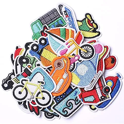 Harsgs Embroidered Car Patches, Cute Car and Vehicle Iron on/Sew on Patches Applique for Clothes, Dress, Hat, Jeans, Backpacks, DIY Accessories (Pack of 30)…