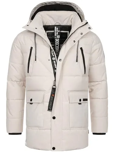 Indicode Winterjacke INWess blau L (52) - Funktionsjacke mit Kapuze, ideal für kalte Tage. Hergestellt aus 100% Polyamid für optimale Wärme und Komfort.