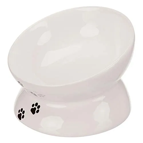 Trixie Futterstation für Katzen, Keramik, weiß - Fressnäpfe für Katzen mit ergonomischer Form, erhöht für eine angenehme Fütterung Ihres Haustiers – ideal für Komfort und Gesundheit.