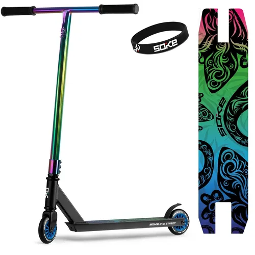 SOKE EVO Street Black Rainbow Performance Scooter - Roller / Kickboards, eleganter und robuster Scooter mit ergonomischem Deck für maximalen Komfort und Smooth-Ride auf verschiedenen Oberflächen.