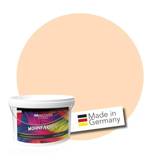 WALLCOVER hochwertige Wandfarbe für Innen | Orange Pastell | 1L für 8m² | Hochdeckende Innenfarbe (Klasse 1) in Morgenorange Matt | Profi Qualität aus Deutschland
