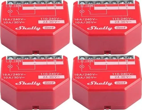 Shelly 1PM Gen4 Smart-Relaisschalter - WLAN-betriebener 1-Kanal Schaltaktor mit 16A, Leistungsmessung und einfacher Steuerung über App oder Sprachassistenten. Ideal für intelligente Hausautomation ohne Hub.