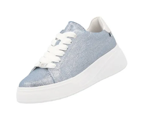 Rieker Damen Plateau Sneaker Blau EU 41 - Damen-Sneaker mit weichem Wechselfußbett, vegan und modisch für einen stylischen Auftritt.