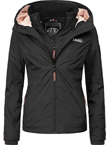 MARIKOO Damen Übergangsjacke kurz mit Fleece-Innenfutter - Funktionsjacke mit kuscheligem Fleece-Innenfutter, ideal für die Übergangszeit und sportliche Aktivitäten. Wasserabweisend und bequem geschnitten für optimale Bewegungsfreiheit.