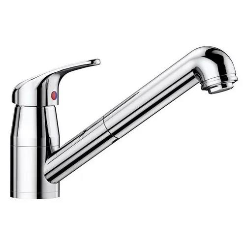 Blanco Daras-S-F Einhebelmischer - Hochdruck, herausziehbar, schwenkbar, chrom - Armaturen mit 80° schwenkbarem Auslauf und flexiblen Anschlussschläuchen für einfache Installation und vielseitige Nutzung in der Küche.