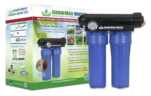 Power Grow 500 - 5-stufiges Umkehrosmosesystem für Hydroponik und Gartenbau - Effizientes Wasser-Umkehrosmosesystem mit bis zu 500 l/d. Ideal für den professionellen Einsatz, entfernt effektiv unerwünschte Verunreinigungen für eine optimale Wasserqualität.