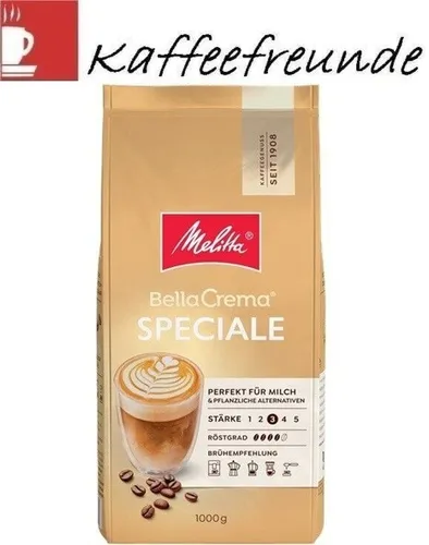 Melitta BellaCrema Speciale Bohnen 1 kg Kaffee - Sonstige, milder Kaffee mit fein nussigen Noten aus Arabica und Robusta, ideal für Liebhaber von Crema mit geringem Säuregehalt.