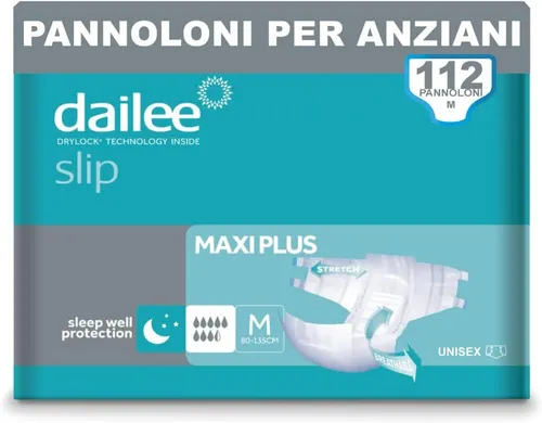 Dailee Slip Maxi Plus M, 112 Stück - Hochwertige Windeln für Erwachsene - Inkontinenzhilfen mit hohem Tragekomfort und atmungsaktiven Materialien für optimale Hautgesundheit. Ideal für schwerste Inkontinenz und weniger mobile Personen.