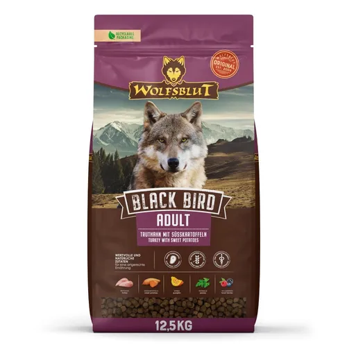 Wolfsblut Black Bird Hundefutter 12,5 kg für ausgewachsene Hunde - Hochwertiges Hundefutter mit optimaler Nährstoffkombination, ideal für die gesunde Ernährung Ihres Hundes.
