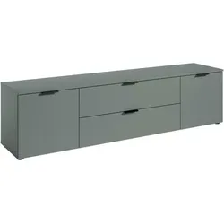 Lowboard HARPER BARRA 180x55x40 cm - Grün - Stilvolles TV-Lowboard in Grün mit großzügigem Stauraum, ideal für dein Wohnzimmer. Maße: 180x55x40 cm.