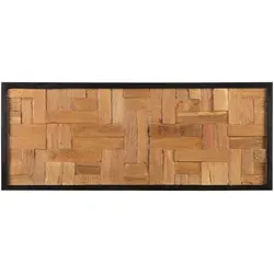 Wandobjekt TOLUCA Holz 40 cm Braun - Fliesen: Rechteckige Wanddekoration aus nachhaltigem Teakholz im Parkett-Stil, die jedem Raum einen natürlichen Wohlfühlcharakter verleiht.